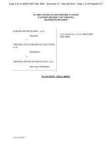 Case 3:14-cv-00852-REP-GBL-BMK   Document 74   Filed 06/19/15 ... et al. Civil Action No. 3:14-cv-00852-REP- IN THE UNITED STATES DISTRICT COURT