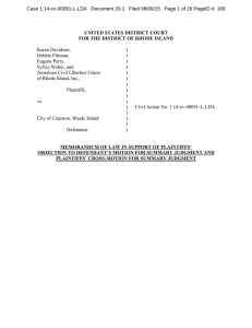 Case 1:14-cv-00091-L-LDA   Document 20-1   Filed 08/06/15 ...  Karen Davidson, UNITED STATES DISTRICT COURT