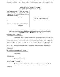 Case 1:14-cv-00091-L-LDA   Document 29   Filed 08/31/15 ...  KAREN DAVIDSON, DEBBIE FLITMAN, UNITED STATES DISTRICT COURT