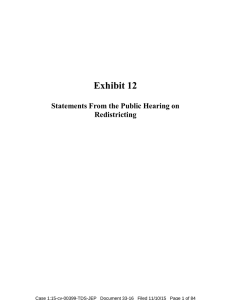 Exhibit 12 Statements From the Public Hearing on Redistricting