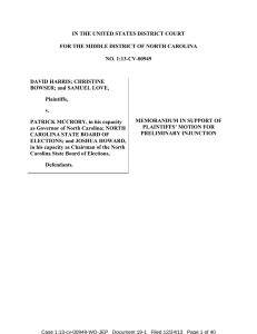 IN THE UNITED STATES DISTRICT COURT NO. 1:13-CV-00949 DAVID HARRIS; CHRISTINE