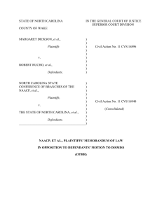 STATE OF NORTH CAROLINA  IN THE GENERAL COURT OF JUSTICE