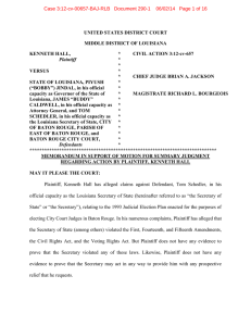 UNITED STATES DISTRICT COURT MIDDLE DISTRICT OF LOUISIANA KENNETH HALL,