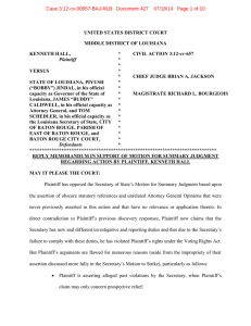 UNITED STATES DISTRICT COURT MIDDLE DISTRICT OF LOUISIANA KENNETH HALL,