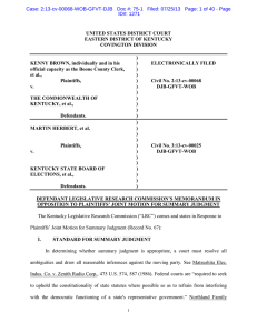 UNITED STATES DISTRICT COURT EASTERN DISTRICT OF KENTUCKY COVINGTON DIVISION