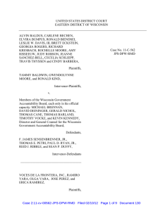 UNITED STATES DISTRICT COURT EASTERN DISTRICT OF WISCONSIN ALVIN BALDUS, CARLENE BECHEN,