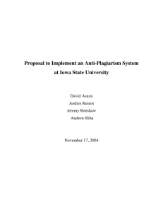 Proposal to Implement an Anti-Plagiarism System at Iowa State University David Asuzu