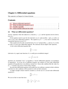 Chapter 4. Differential equations Contents