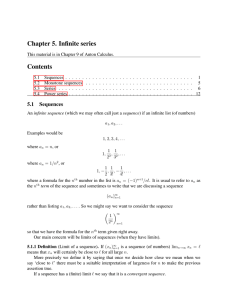 Chapter 5. Infinite series Contents