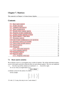 Chapter 7. Matrices Contents