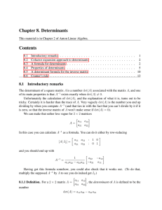 Chapter 8. Determinants Contents