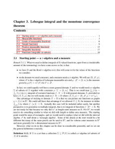 Chapter 3. Lebesgue integral and the monotone convergence theorem Contents