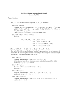 MA2224 (Lebesgue integral) Tutorial sheet 2 [January 29, 2016] Name: Solutions