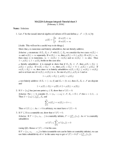 MA2224 (Lebesgue integral) Tutorial sheet 3 [February 5, 2016] Name: Solutions