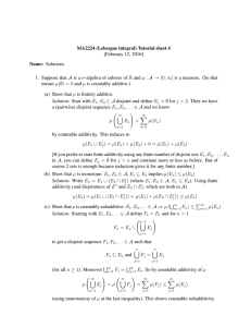 MA2224 (Lebesgue integral) Tutorial sheet 4 [February 12, 2016] Name: Solutions