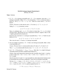 MA2224 (Lebesgue integral) Tutorial sheet 6 [February 26, 2016] Name: Solutions
