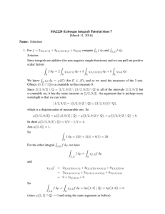 MA2224 (Lebesgue integral) Tutorial sheet 7 [March 11, 2016] Name: Solutions R