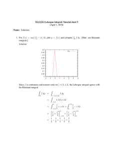 MA2224 (Lebesgue integral) Tutorial sheet 9 [April 1, 2016] Name: Solutions