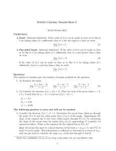 MA1S11 Calculus, Tutorial Sheet 3 20-23 October 2015 Useful facts: