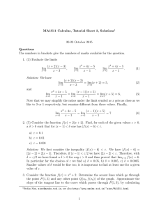 MA1S11 Calculus, Tutorial Sheet 3, Solutions 20-23 October 2015 Questions