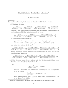 MA1S11 Calculus, Tutorial Sheet 4, Solutions 27-30 October 2015 Questions