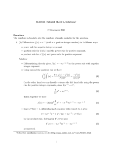 MA1S11 Tutorial Sheet 6, Solutions 17 November 2015 Questions