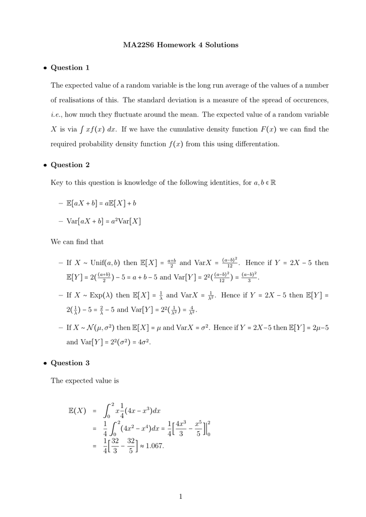 Ma22s6 Homework 4 Solutions ˆ Question 1