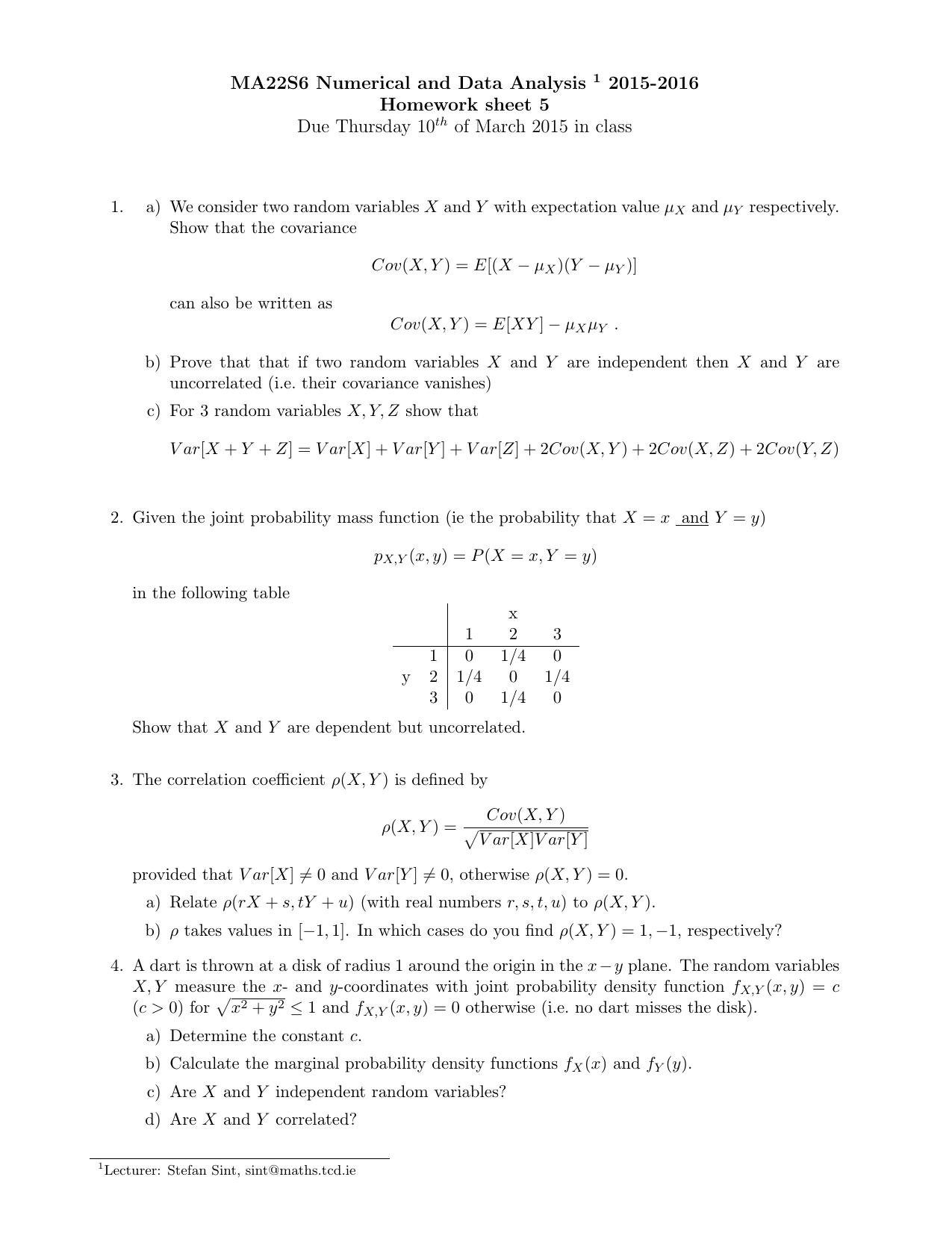 Ma22s6 Numerical And Data Analysis 15 16 Homework Sheet 5 Due Thursday 10