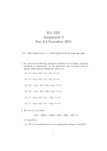 MA 22S1 Assignment 3 Due 2-4 November 2015