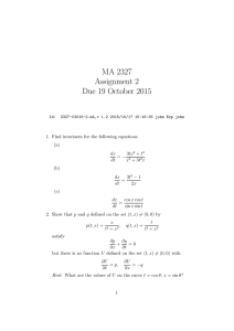 MA 2327 Assignment 2 Due 19 October 2015