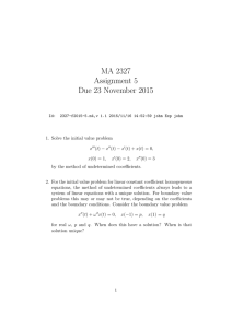 MA 2327 Assignment 5 Due 23 November 2015
