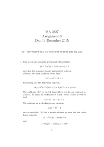 MA 2327 Assignment 8 Due 14 December 2015
