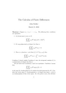 The Calculus of Finite Differences John Stalker March 15, 2016