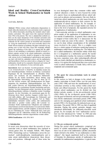 Ideal and Reality: Cross-Curriculum Work in School Mathematics in South