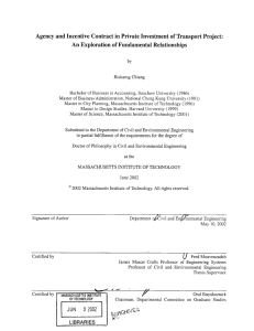 Agency  and Incentive  Contract in Private Investment ... An  Exploration of Fundamental  Relationships