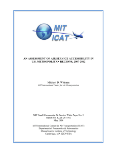 AN ASSESSMENT OF AIR SERVICE ACCESSIBILITY IN U.S. METROPOLITAN REGIONS, 2007-2012