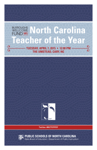 North Carolina Teacher of the Year THE UMSTEAD, CARY, NC