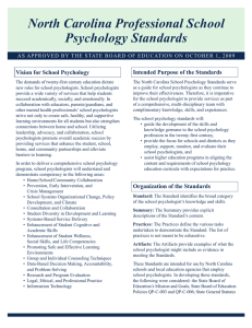 North Carolina Professional School Psychology Standards Vision for School Psychology