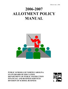 2006-2007 ALLOTMENT POLICY MANUAL