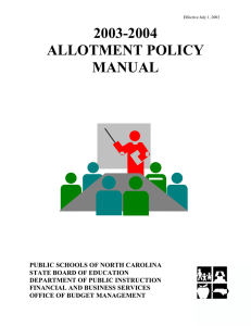2003-2004 ALLOTMENT POLICY MANUAL