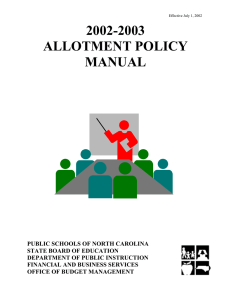 2002-2003 ALLOTMENT POLICY MANUAL