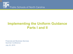 Implementing the Uniform Guidance Parts I and II Financial and Business Services