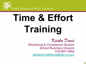 Time &amp; Effort Training Keisha Davis Monitoring &amp; Compliance Section