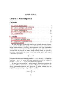 Chapter 2: Banach Spaces I Contents MA3421 2014–15