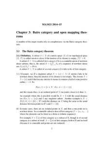 Chapter 3: Baire category and open mapping theo- rems MA3421 2014–15 3.1