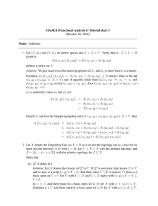 MA3421 (Functional Analysis 1) Tutorial sheet 3 [October 16, 2014] Name: Solutions