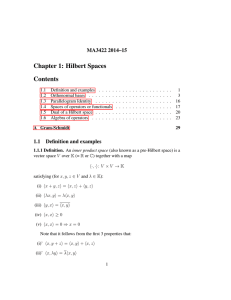 Chapter 1: Hilbert Spaces Contents MA3422 2014–15