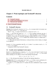 Chapter 3: Weak topologies and Tychonoff’s theorem Contents MA3422 2014–15