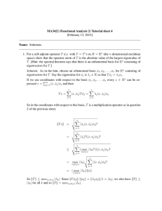 MA3422 (Functional Analysis 2) Tutorial sheet 4 [February 13, 2015] Name: Solutions