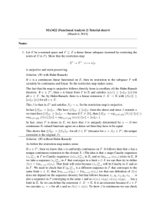 MA3422 (Functional Analysis 2) Tutorial sheet 6 [March 6, 2015] Name: